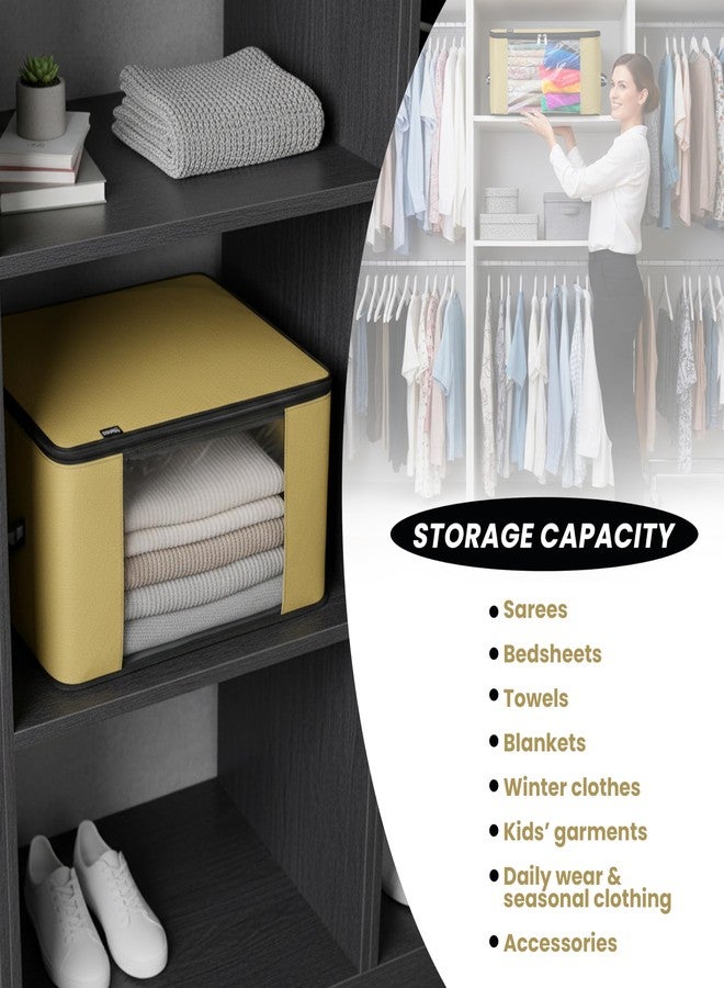 Storite 2 Pack Nylon Wardrobe Bag Underbed Moisture Proof Cloth Storage Organizer, Storage box for Clothes Saree Bags with Zippered Closure & Handle (Khaki,38x34.5x22 cm) - Image 5